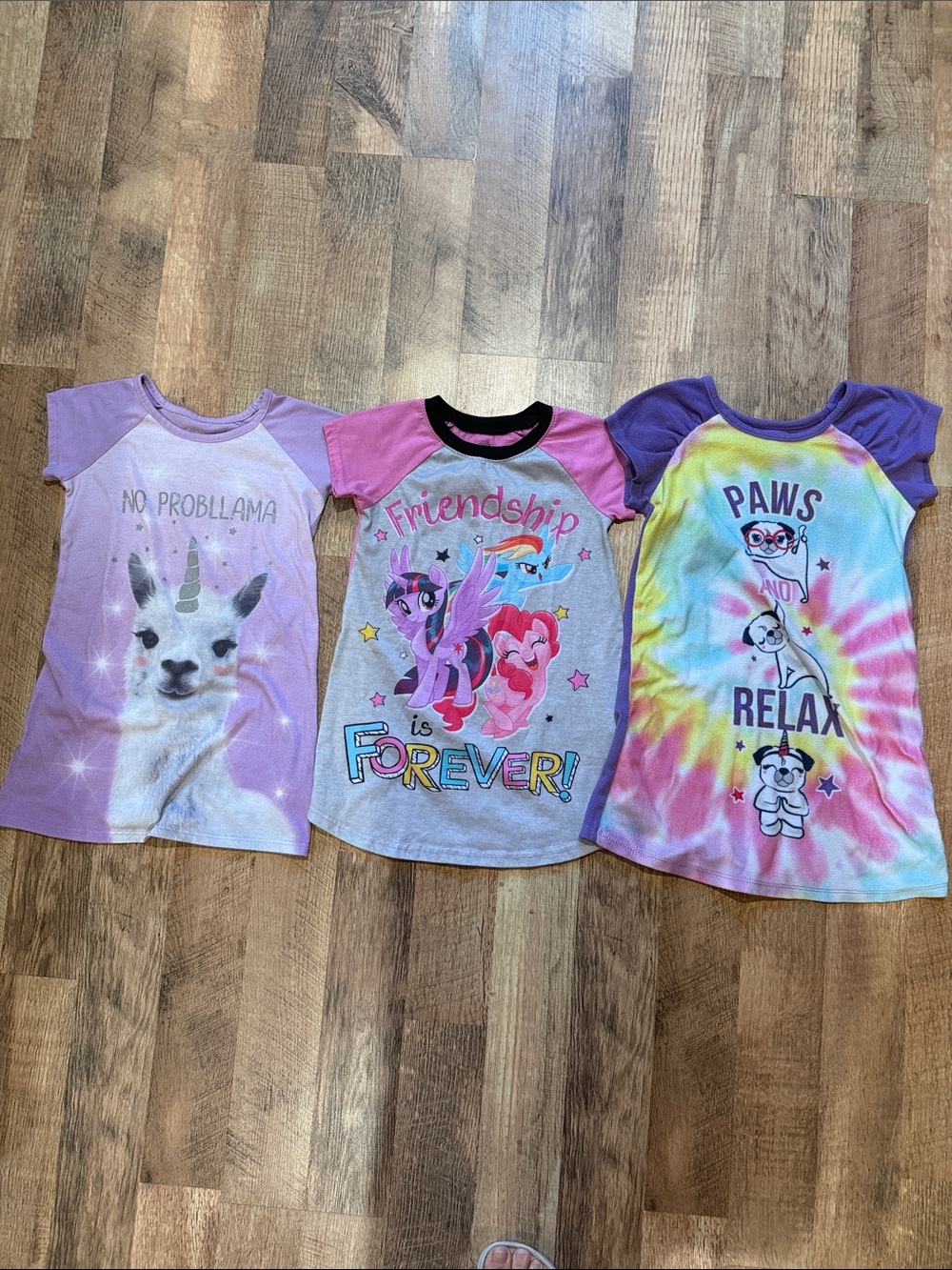 Girls Purple and Pink Graphic Pajama Nightgown 3 Pack - Size 6